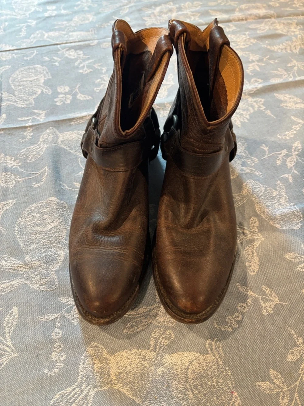 Brown Leather Harness Ankle Boots - Women